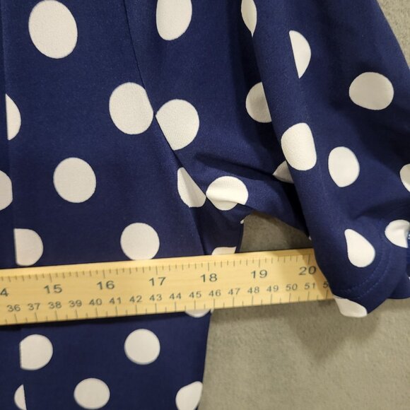 J. Peterman Midi Dress Women's Size 14 Polka Dot Flowy Lined Office Church - Picture 6 of 7